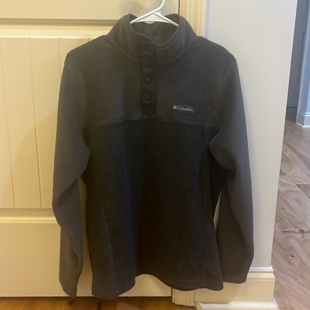 Men’s Columbia Dark Gray Snap Zip Pullover Fleece - Size Small